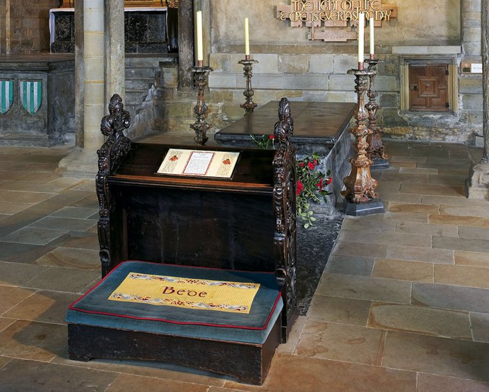 Bede's tomb in Durham Cathedral.